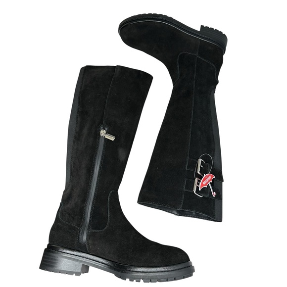 Reagan Waterproof Knee High Lug Boot in Black Suede 7.5 - Picture 13 of 14